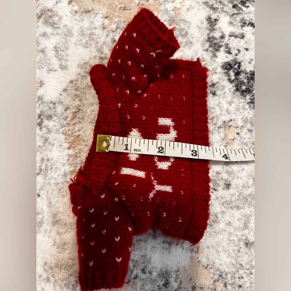 Red Knitted I heart you Sweater for Doll or Plushie - Picture 4 of 5